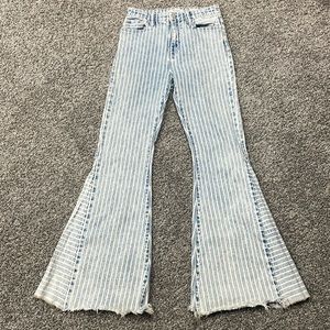 Blue flares with pin stripes